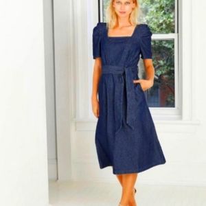 Who What Wear Short Sleeve Belted Denim Dress